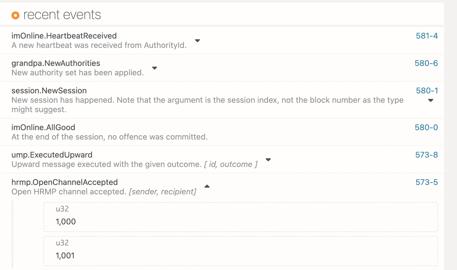 Events for XCM instructions on the relay chain